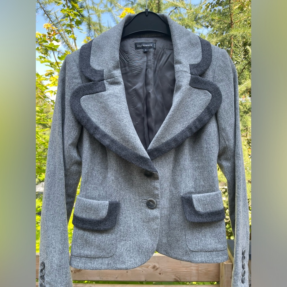 Holt Renfrew Blazer Size 2 Gray Suit Jacket